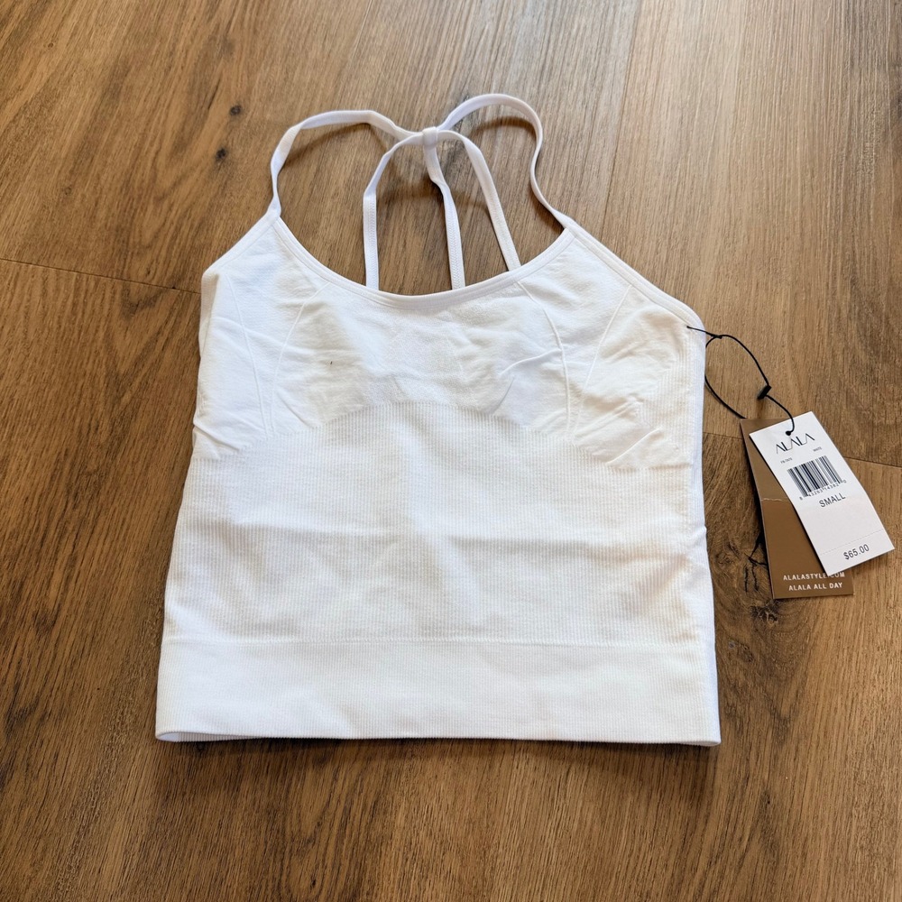 NWT Alala White Seamless Strappy Back Cami Tank Top FB-TA70 Small